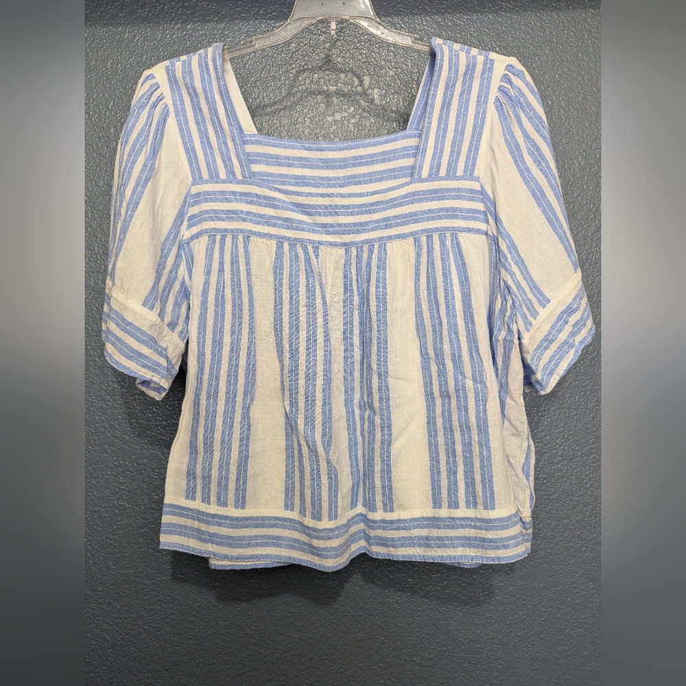 Old Navy Blue and White Striped Blouse Size XXL